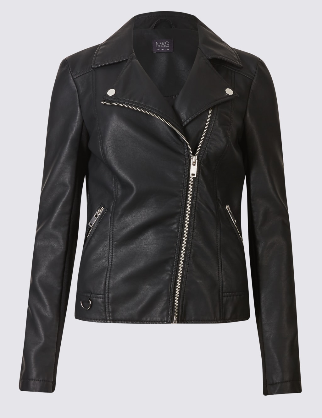 Faux Leather Biker Jacket M S Collection M S