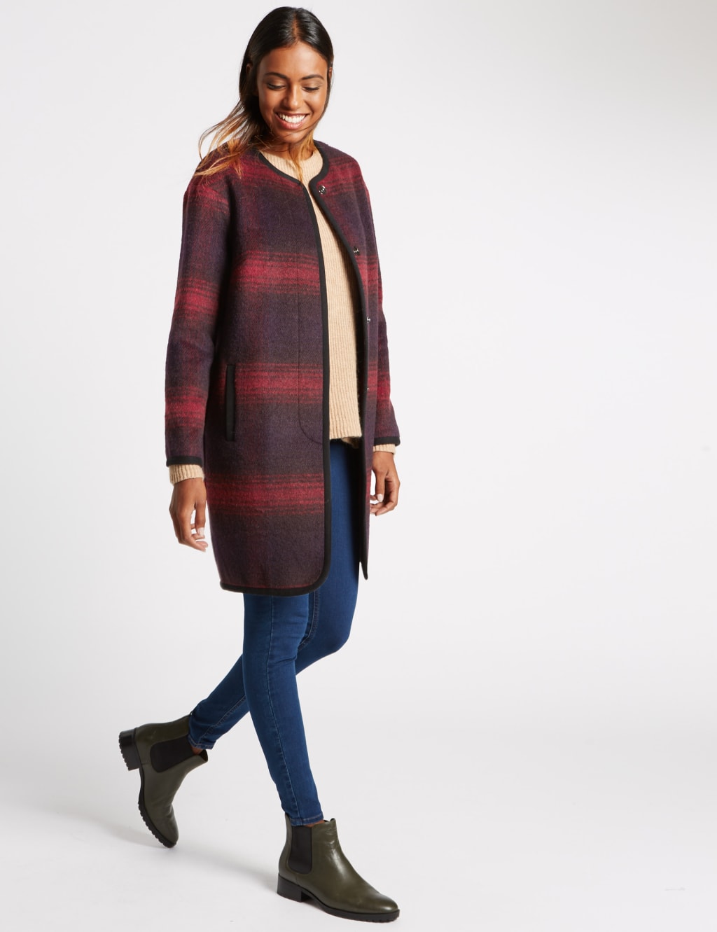 Checked Blanket Coat M S Collection M S