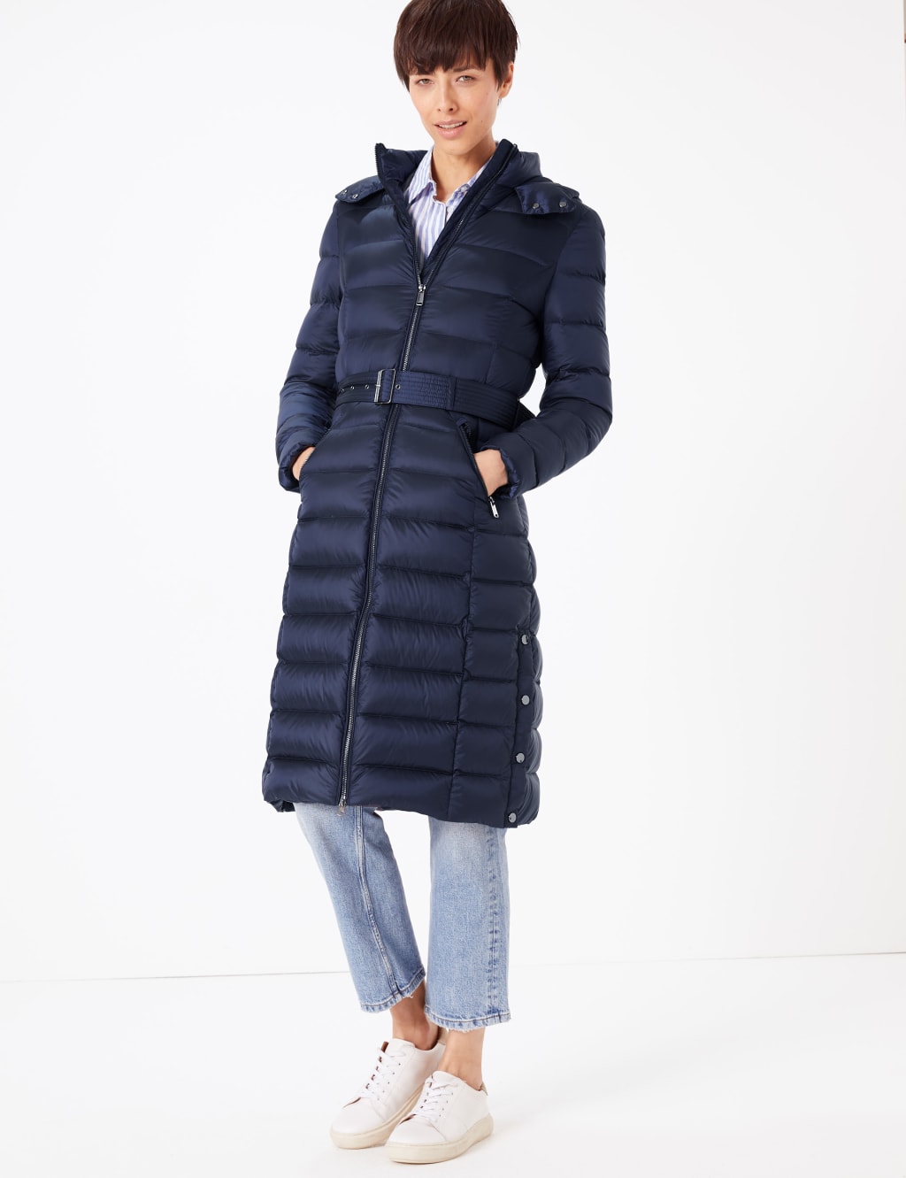 Feather Down Belted Coat M S Collection M S