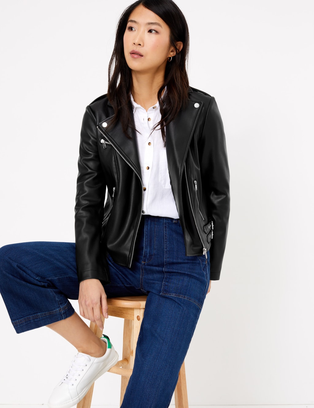 Marks and spencer faux leather jacket online