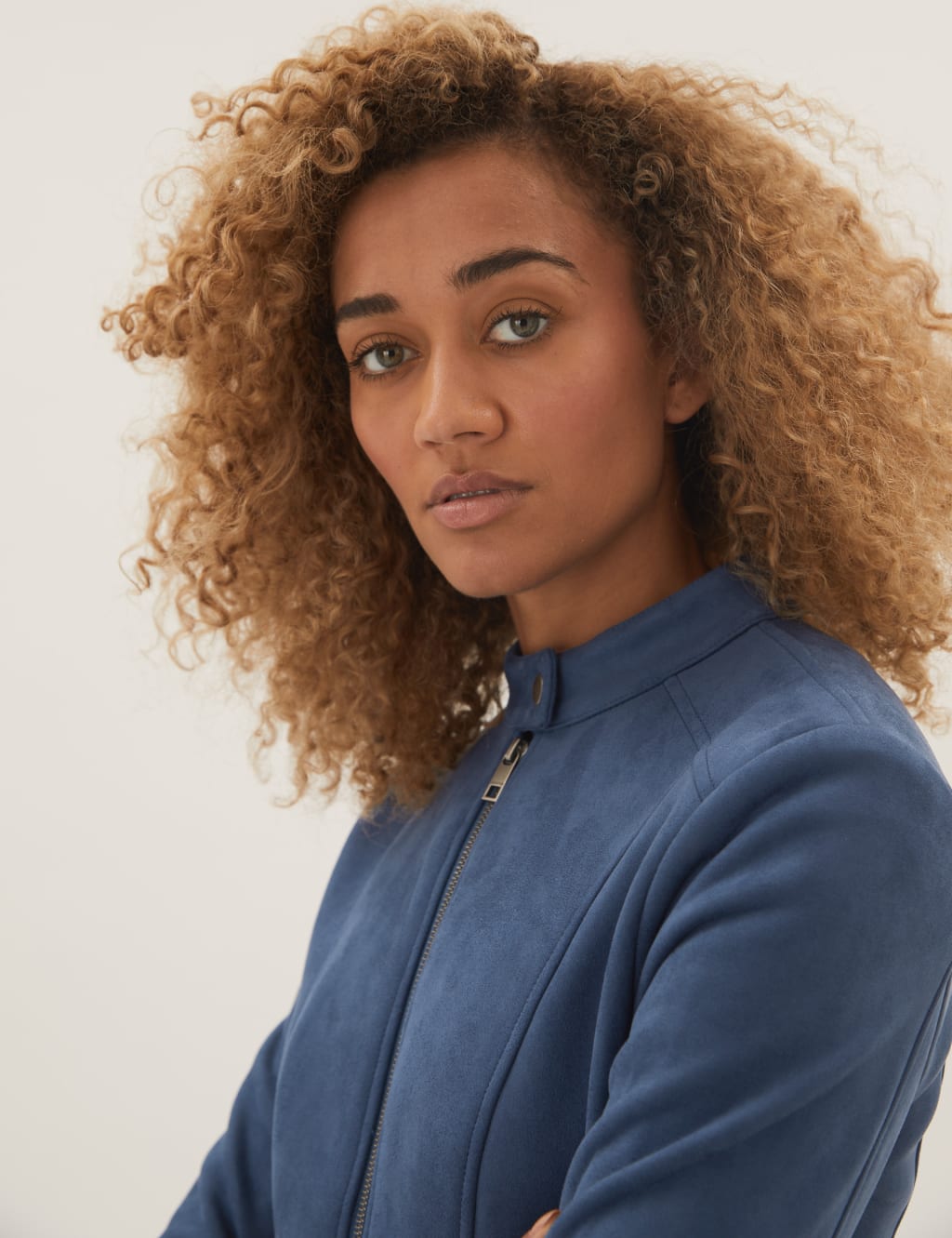 Faux Suede Collarless Biker Jacket 5 of 6