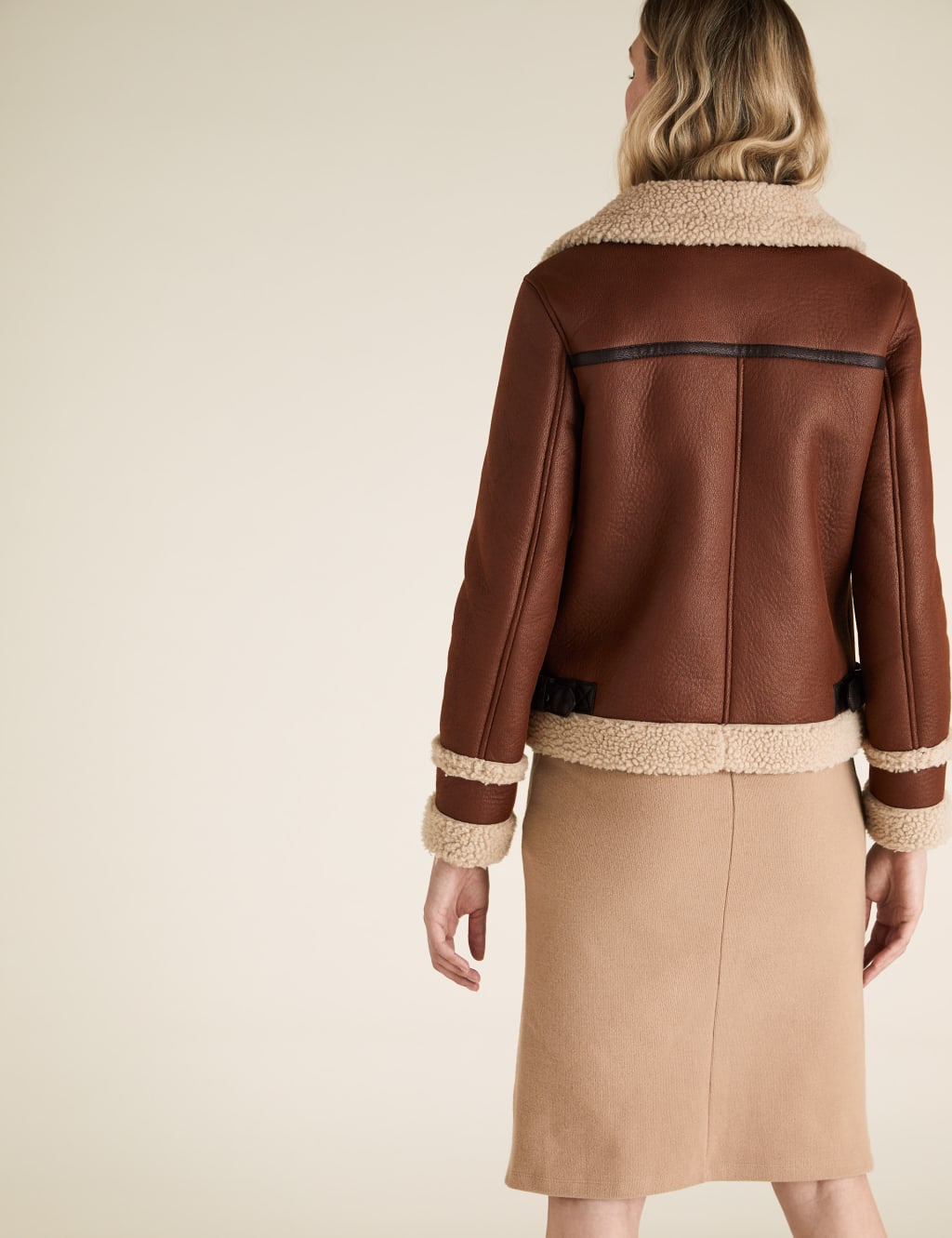 Faux Shearling Borg Lined Aviator Jacket 4 of 6