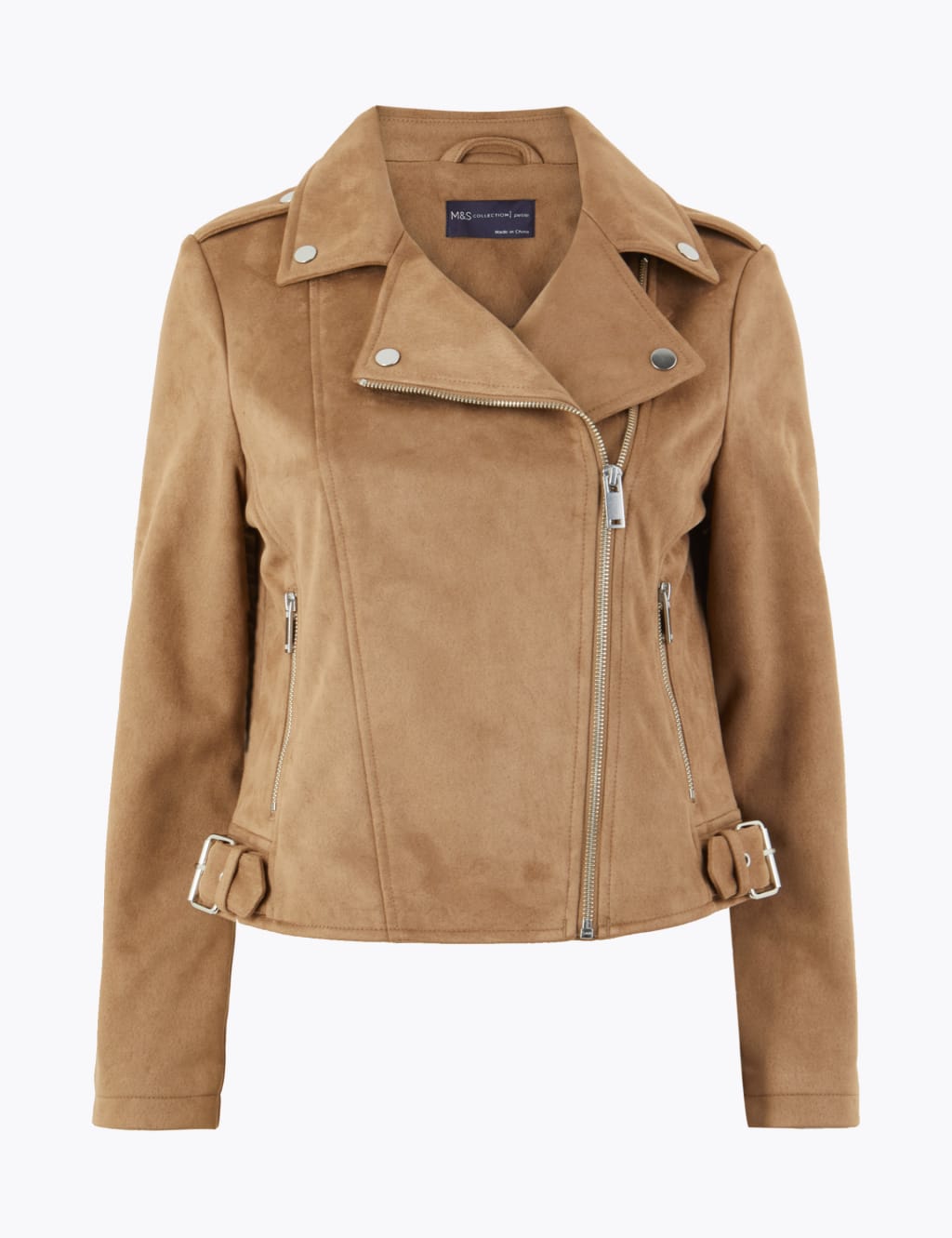 PETITE Faux Suede Biker Jacket M S Collection M S