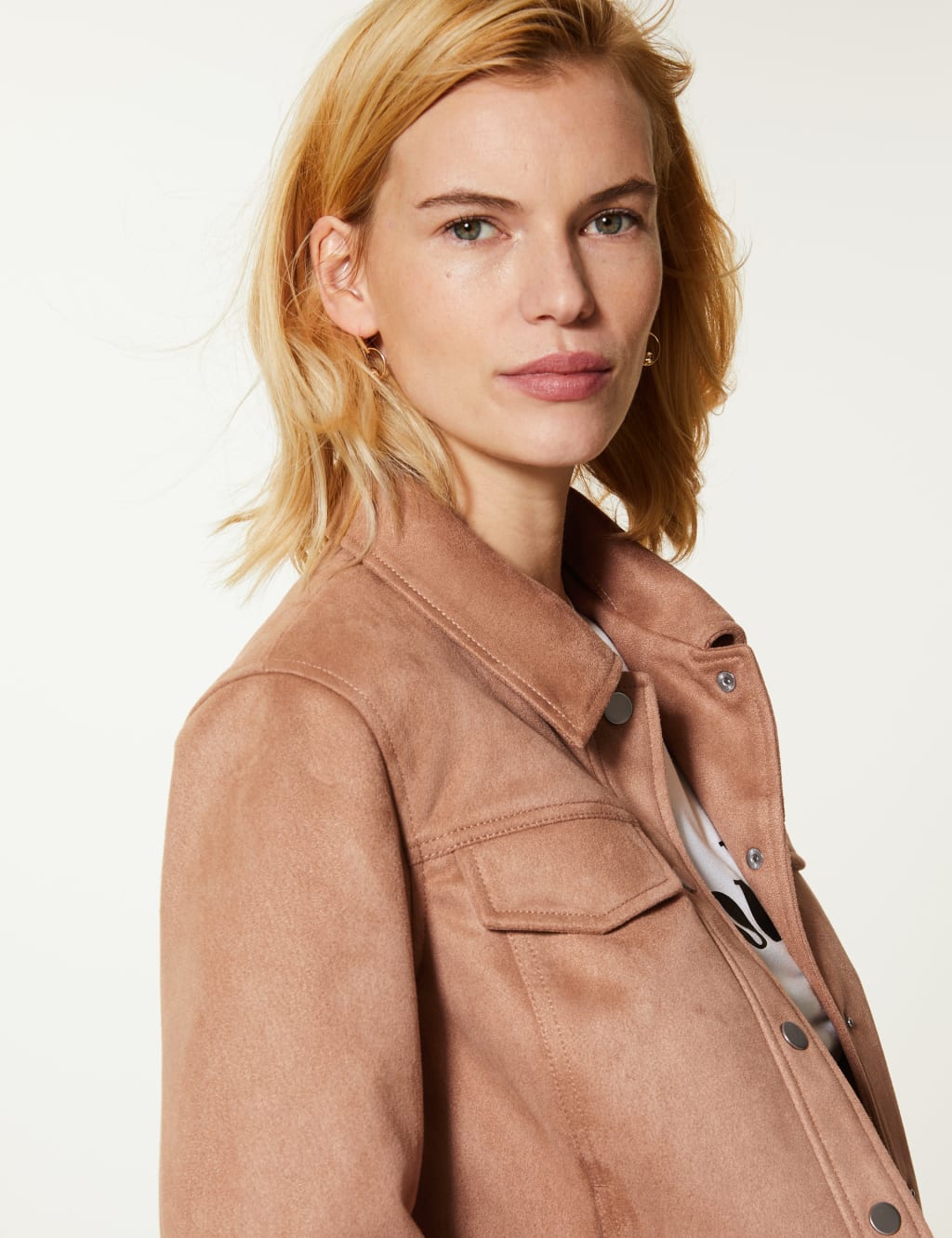 Faux Suede Trucker Jacket M S Collection M S