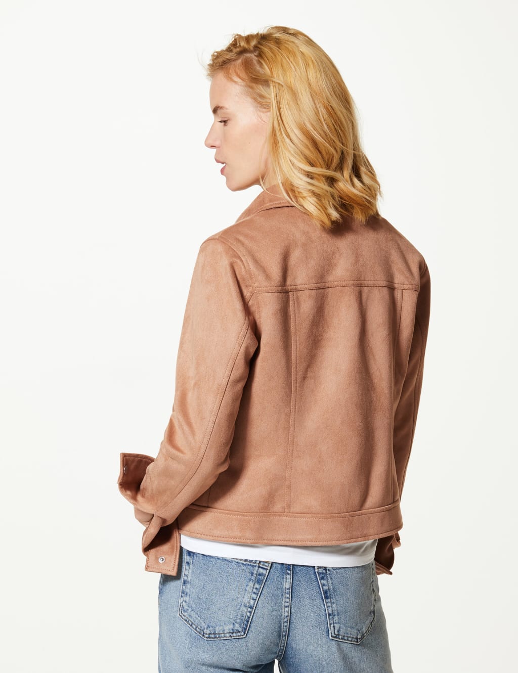 Faux Suede Trucker Jacket M S Collection M S