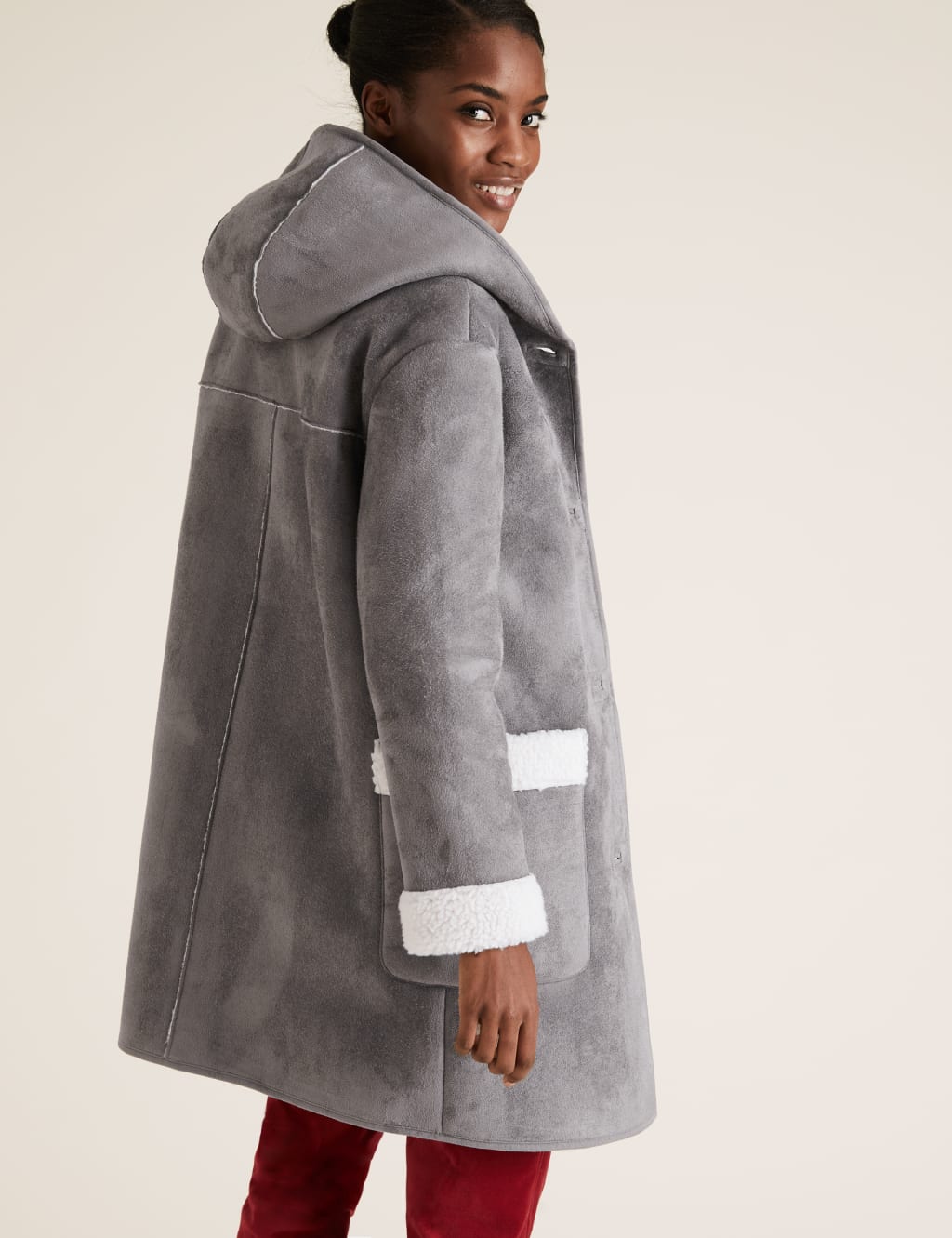 Faux shearling coat womens on sale