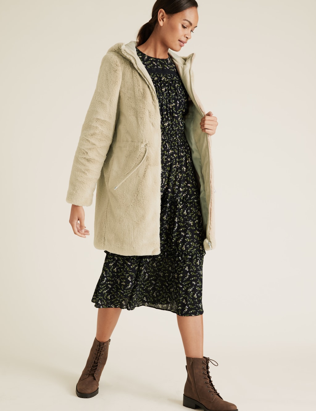 Faux Fur Waisted Coat 4 of 7