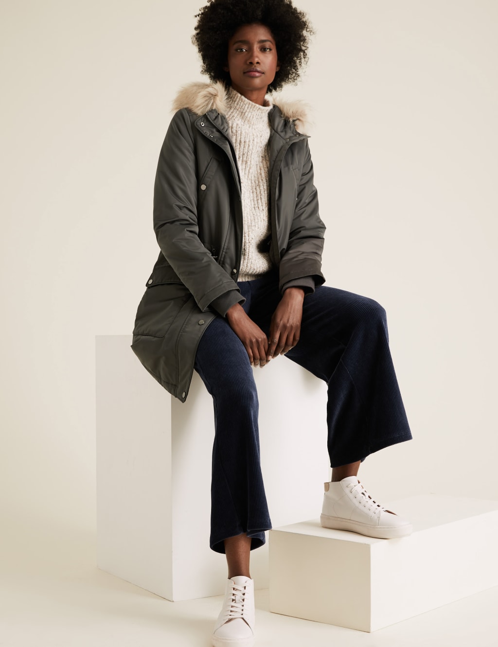 Satin Look Waisted Parka Coat 3 of 7