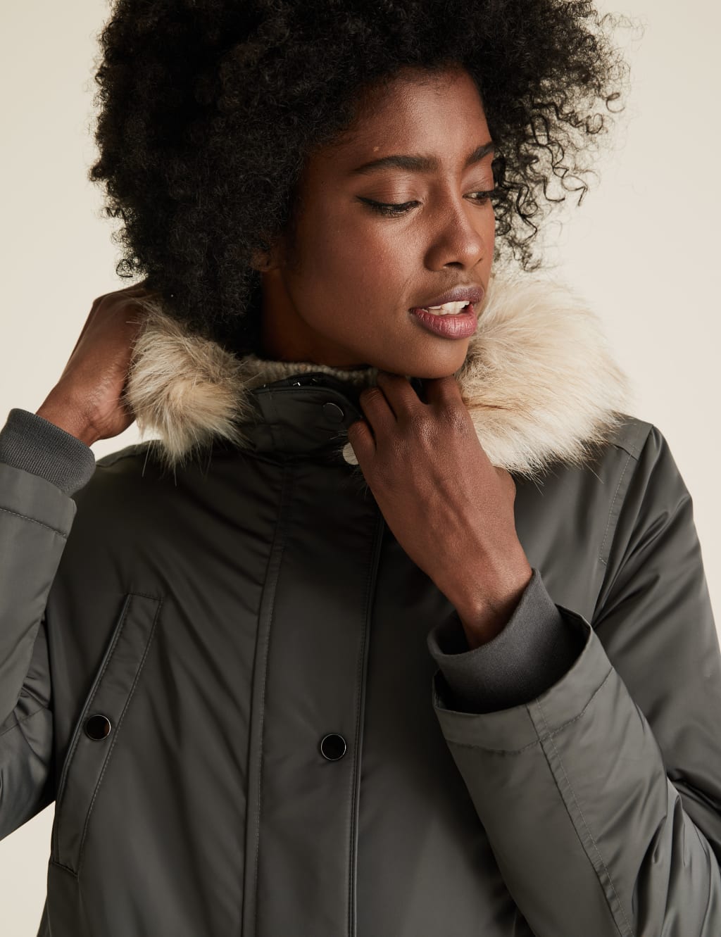 Satin Look Waisted Parka Coat 4 of 7