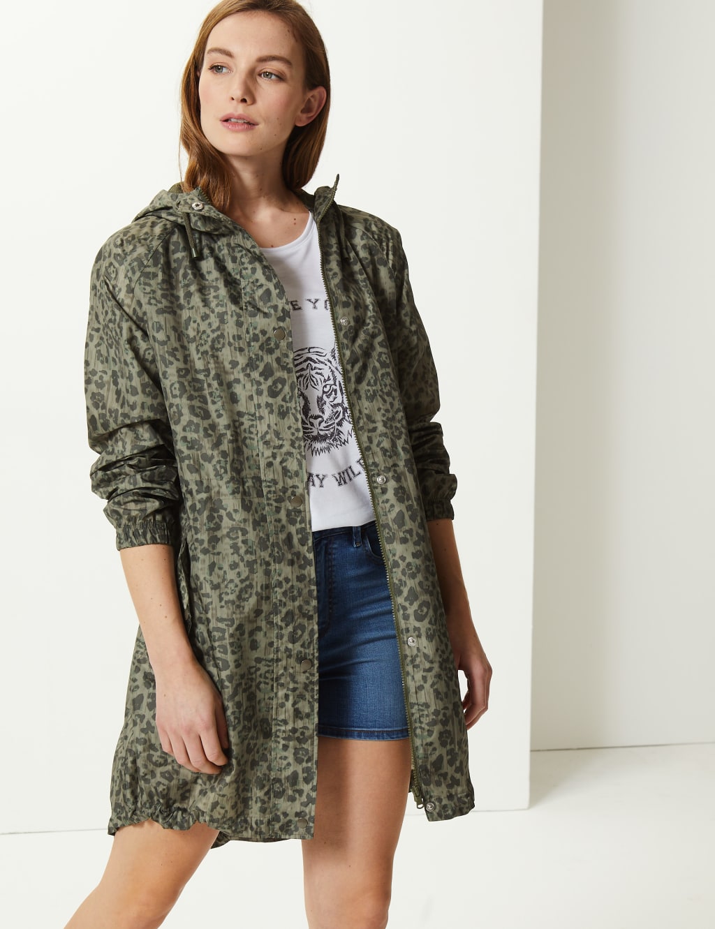 Animal Print Pack Away Parka M S Collection M S