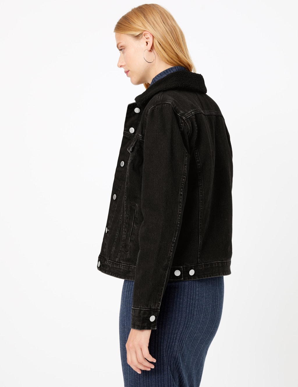 Black denim borg jacket shop