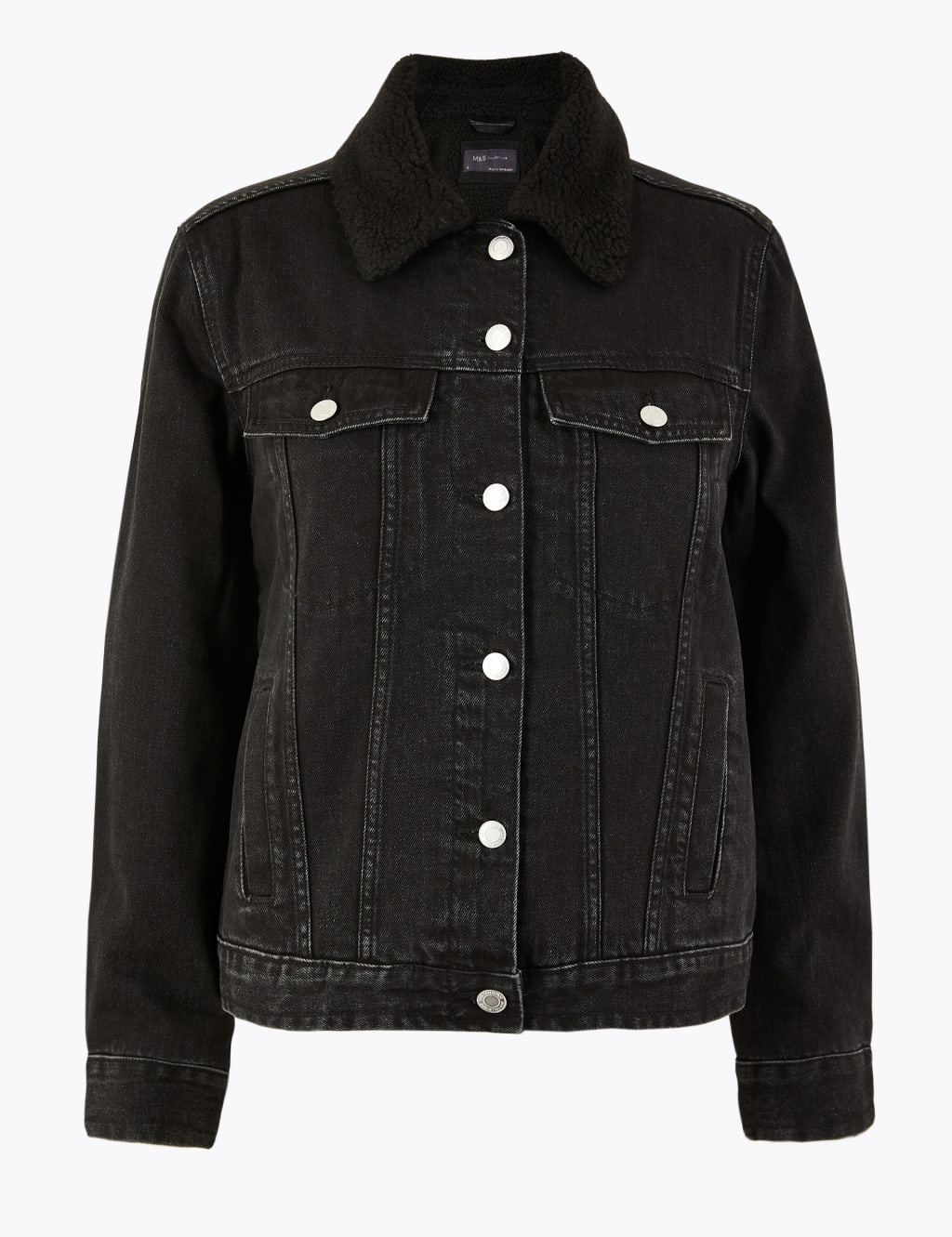 Black denim borg lined jacket shop