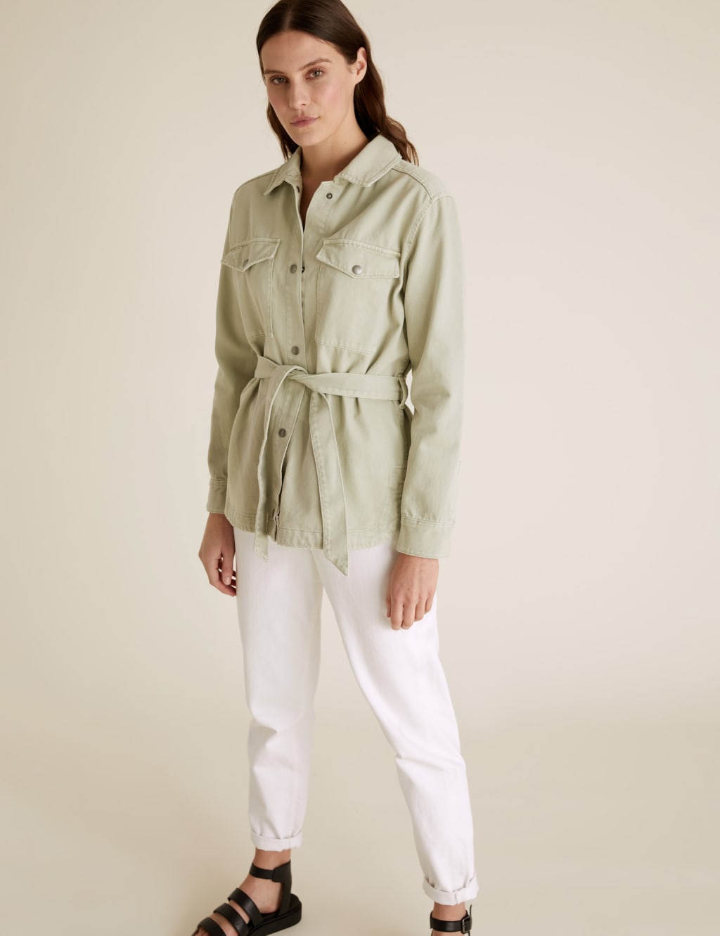 Belted utility jacket sale