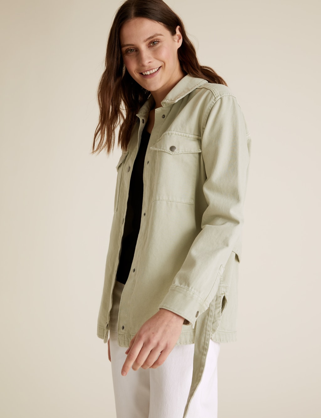 Denim Belted Utility Jacket M S Collection M S