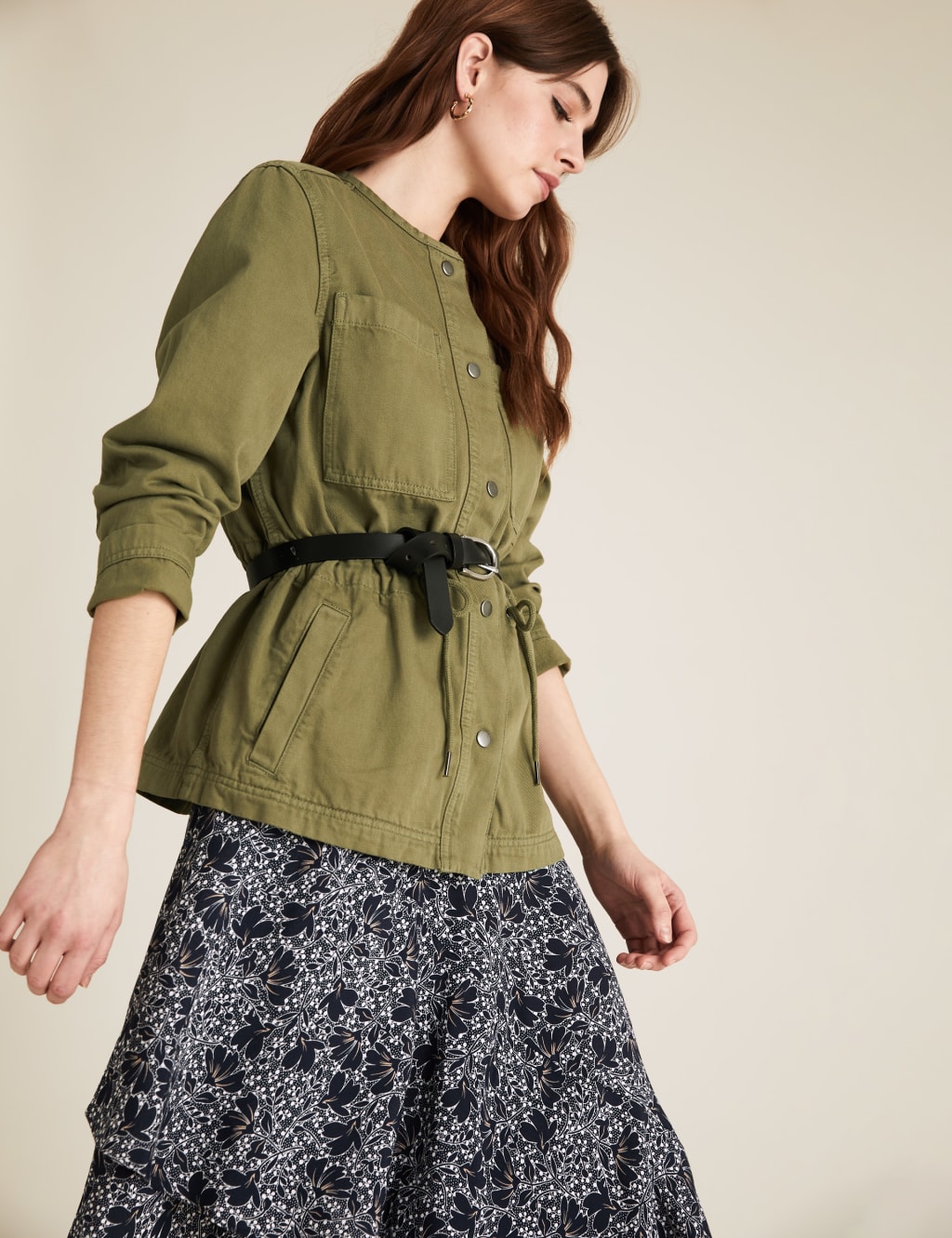 Denim Waisted Collarless Jacket 4 of 7