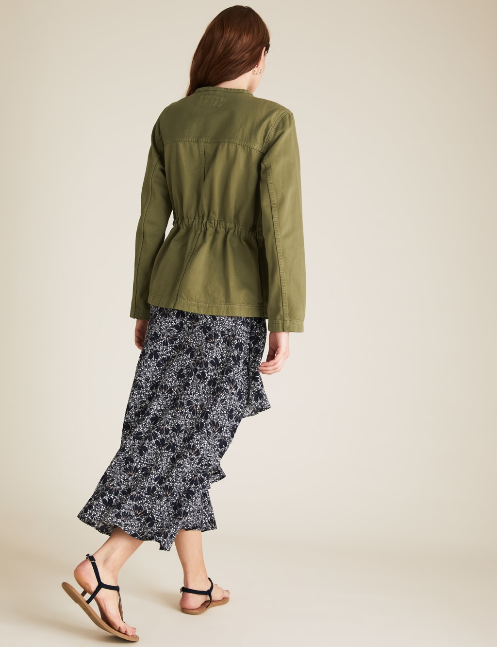 Denim Waisted Collarless Jacket 6 of 7