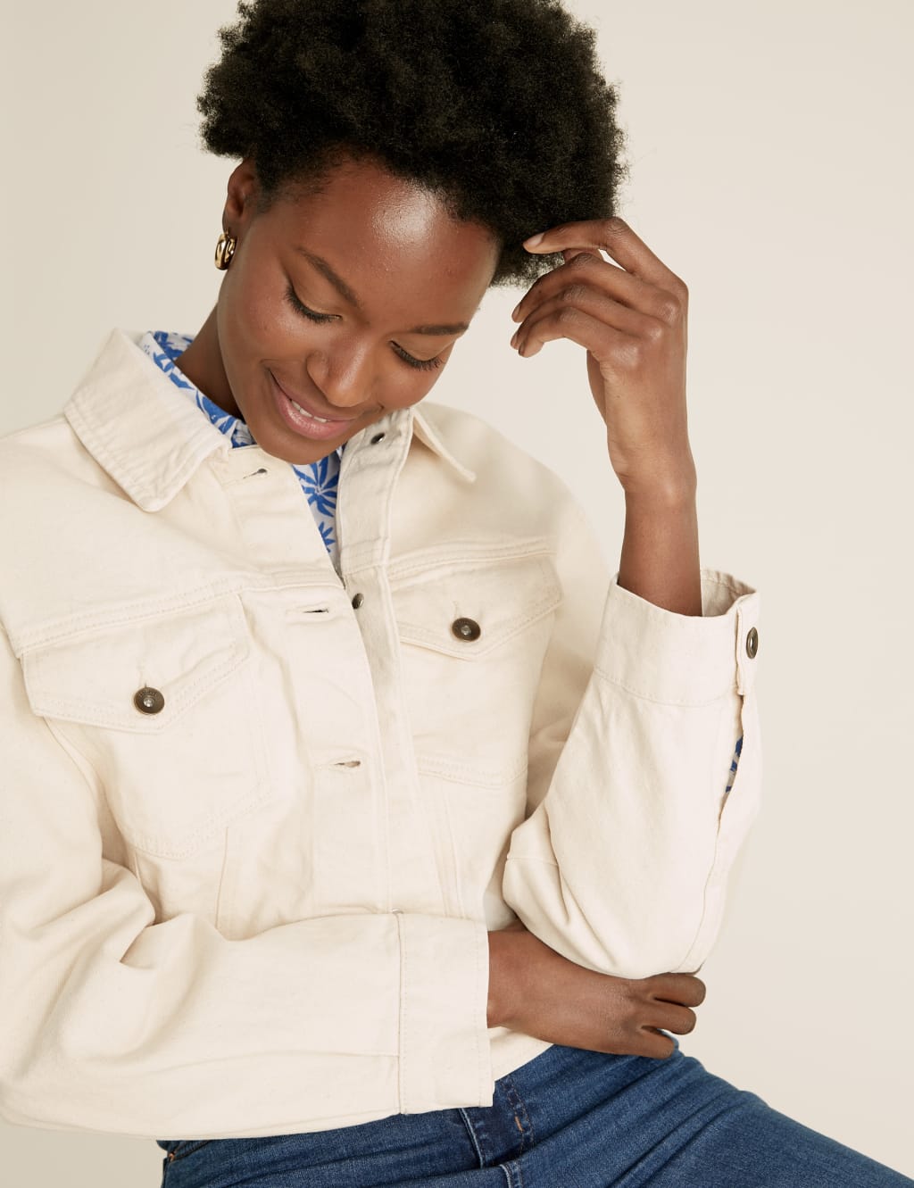 Denim Cropped Jacket 3 of 6