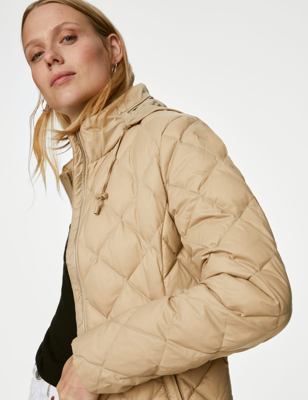 Feather Down Diamond Quilted Coat M S Collection M S