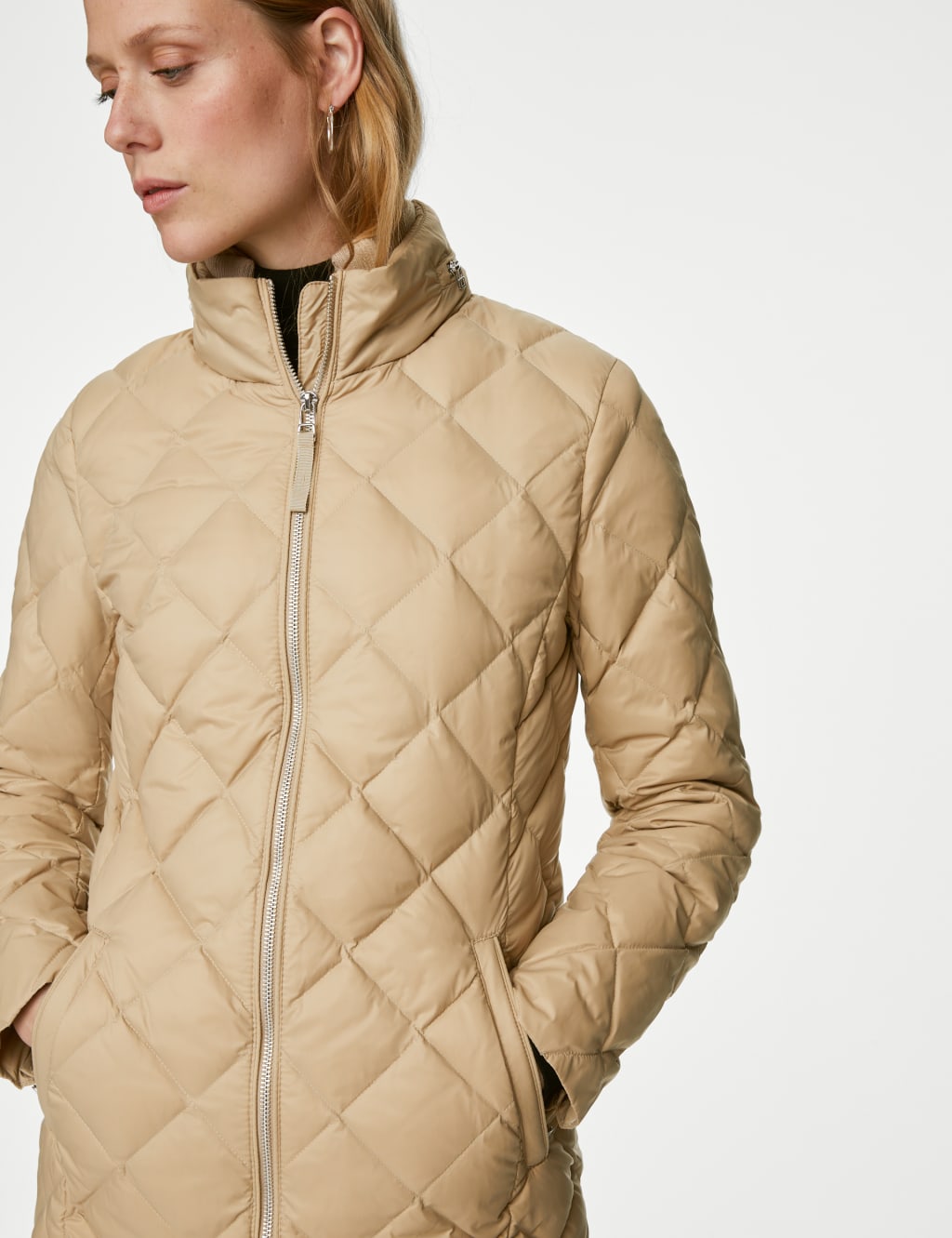 Feather Down Diamond Quilted Coat M S Collection M S