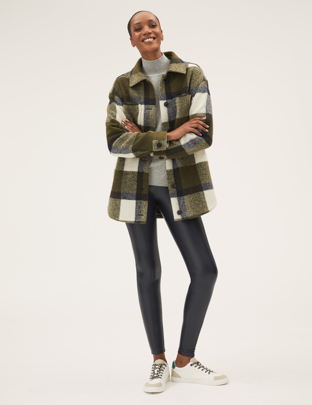 Checked Collared Relaxed Shacket 3 of 7
