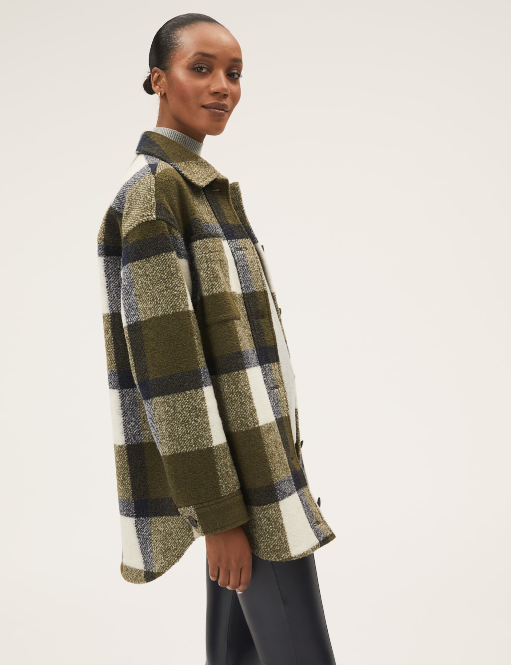 Checked Collared Relaxed Shacket 4 of 7