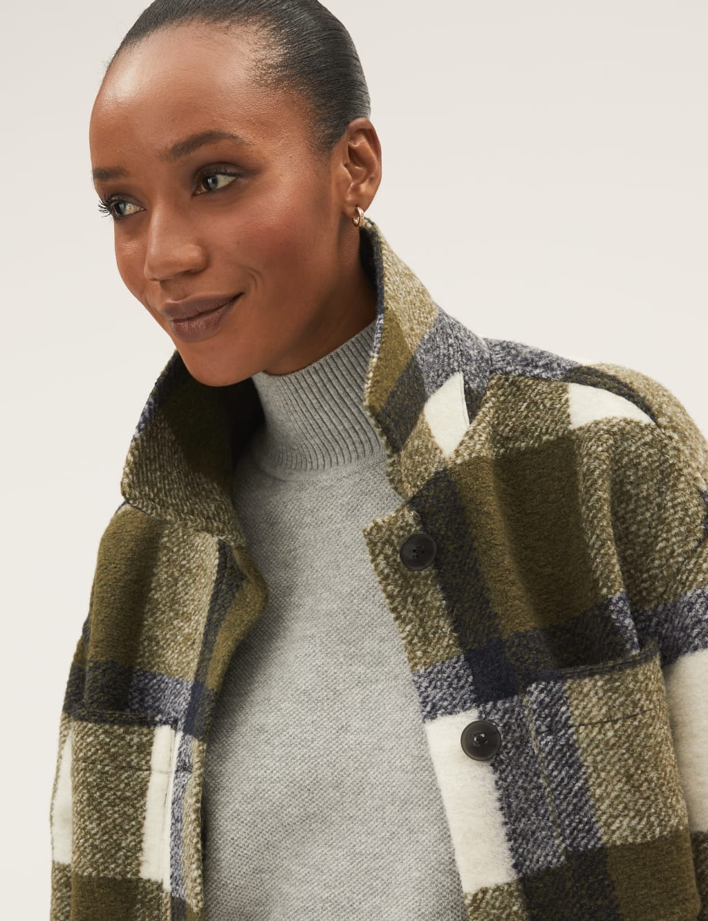 Checked Collared Relaxed Shacket 5 of 7