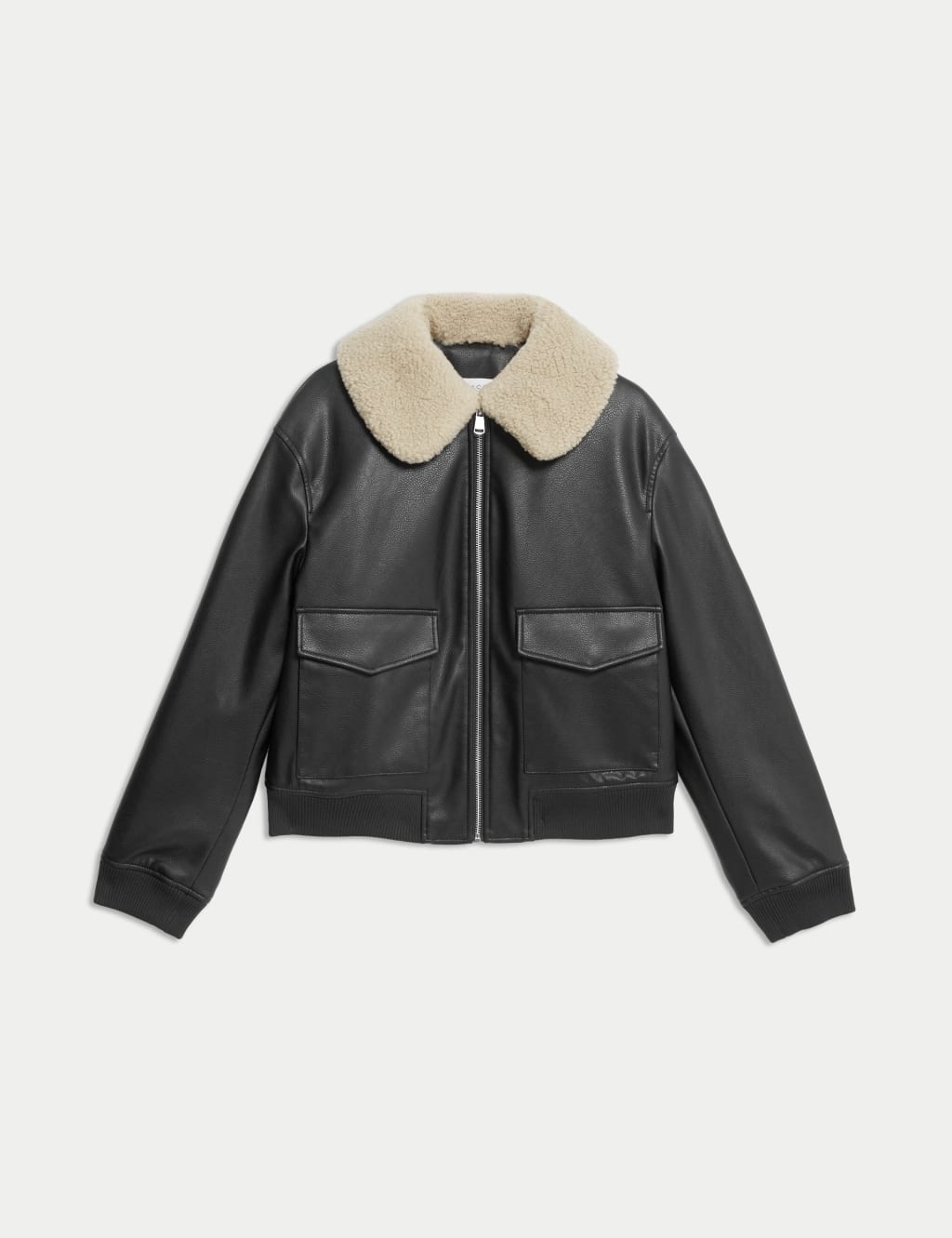 Black faux fur ultimate aviator jacket shop