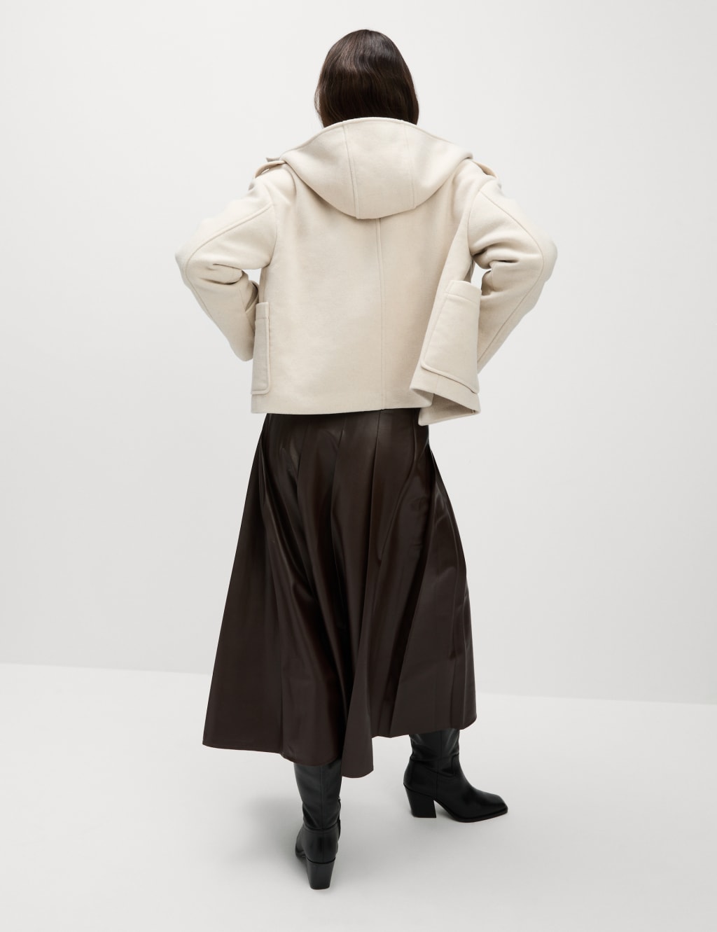 Wool blend coat with hood cheap