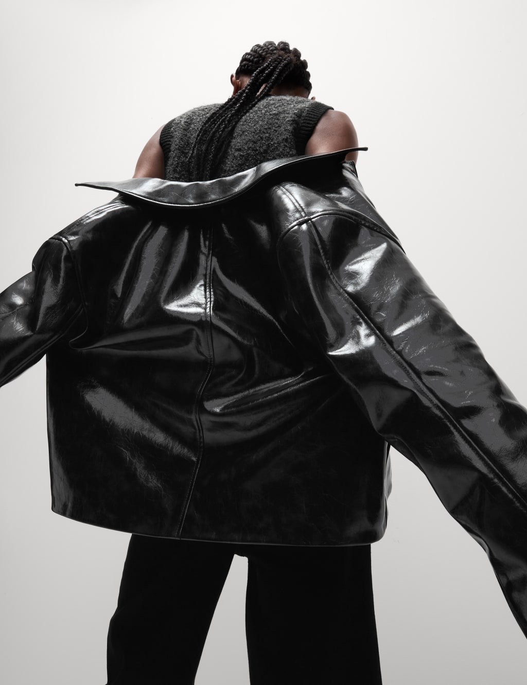 Faux Leather High Shine Jacket M S Collection M S