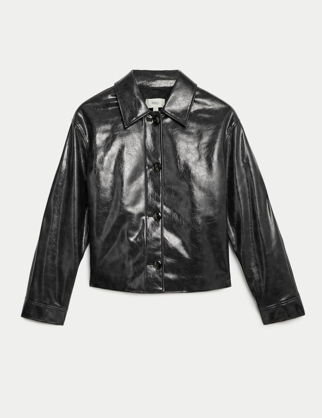 Faux Leather High Shine Jacket M S Collection M S