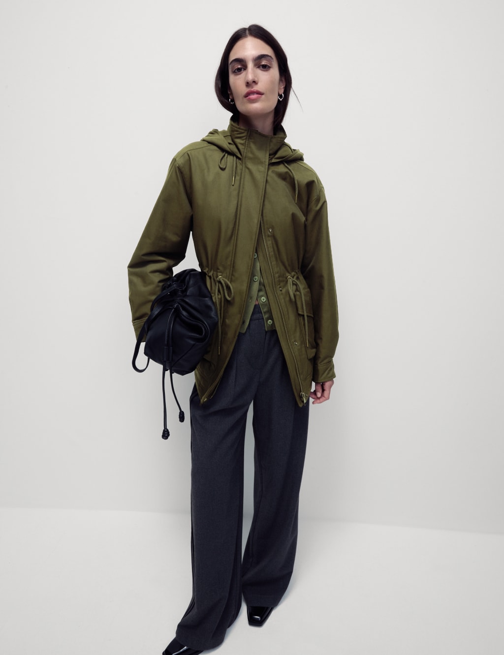 Cotton Blend Utility Parka M S Collection M S