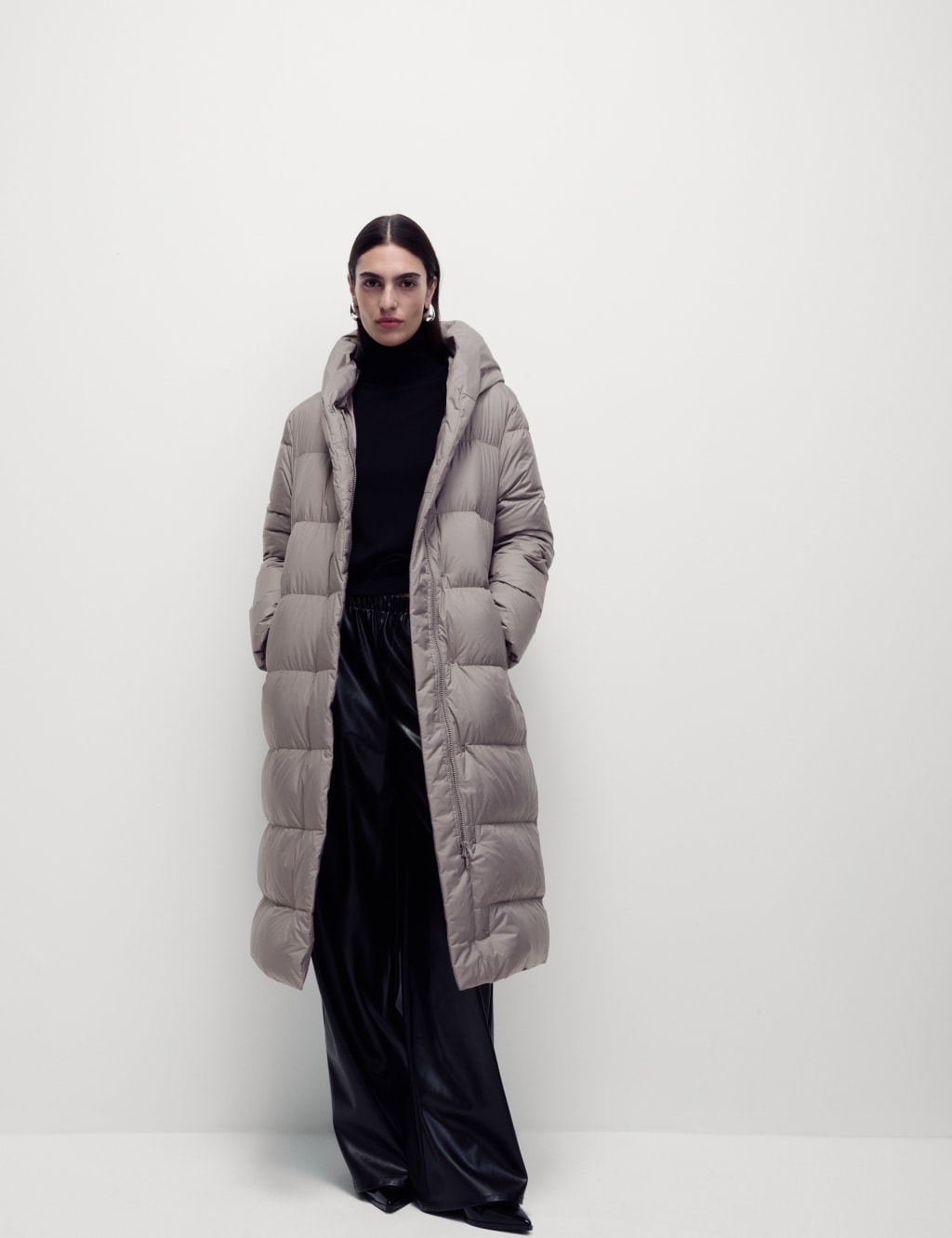 Feather And Down Longline Puffer Coat