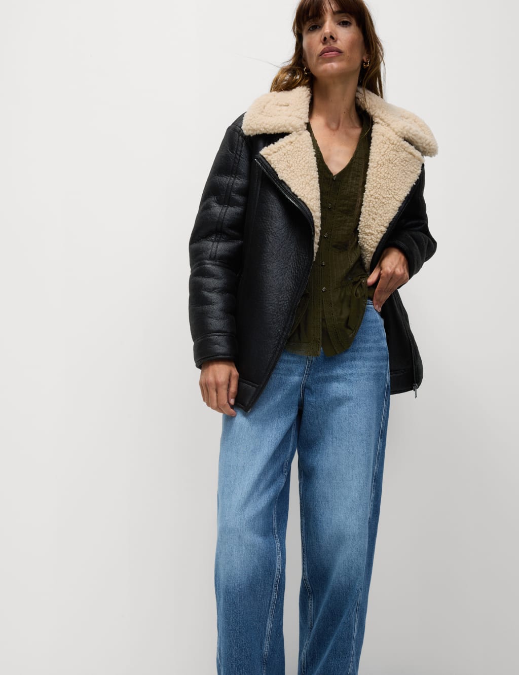 Faux sheepskin jacket womens outlet