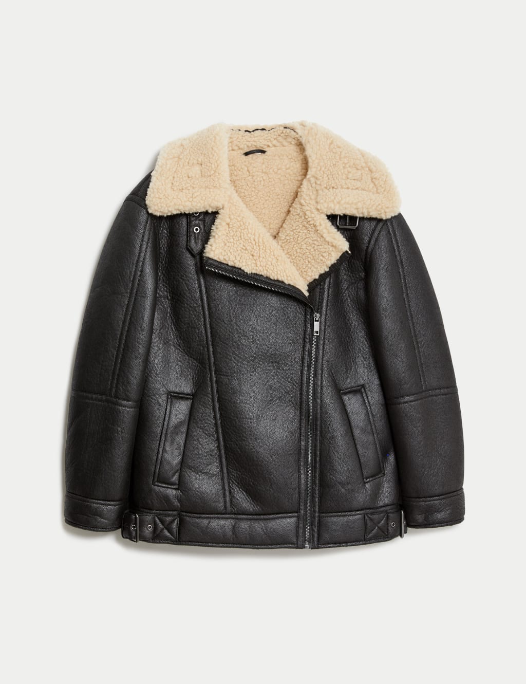 Faux Shearling Borg Lined Aviator Jacket M S Collection M S