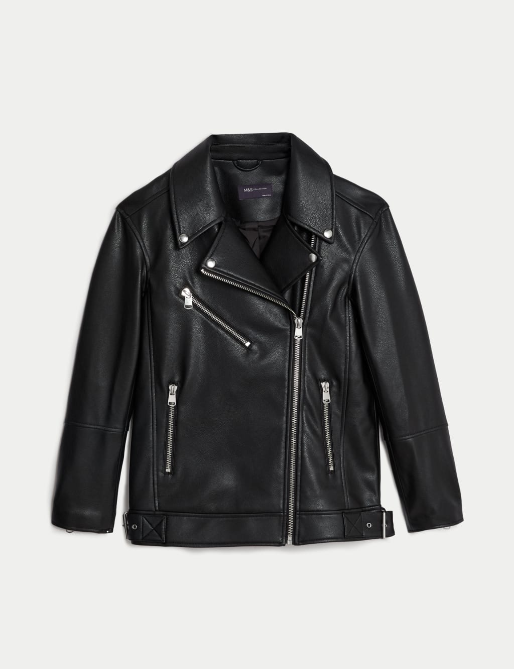 Faux Leather Girlfriend Biker Jacket M S Collection M S