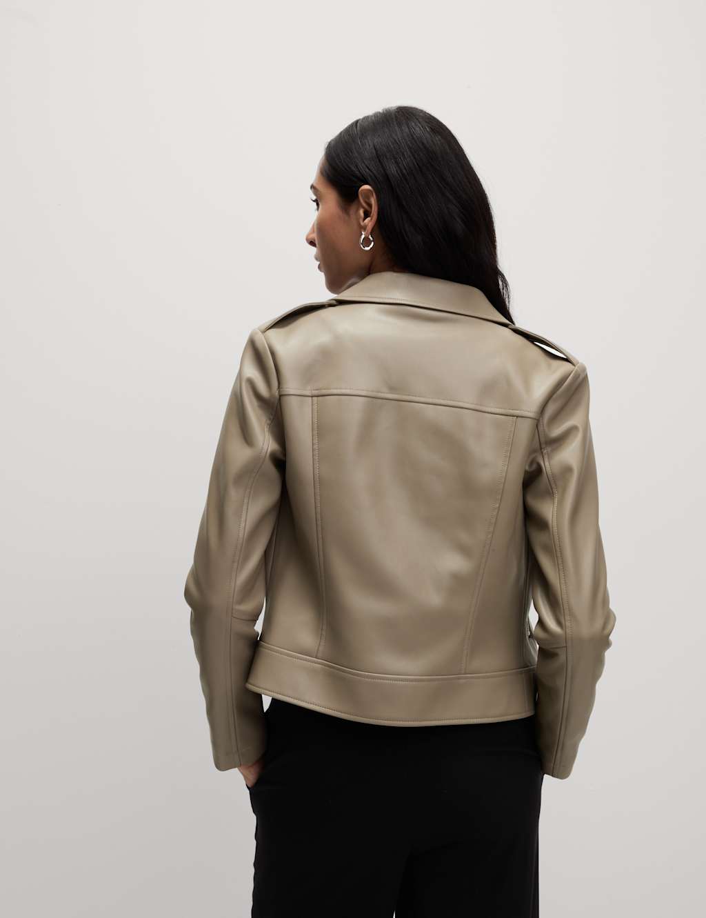 Petite Faux Leather Biker Jacket 4 of 6