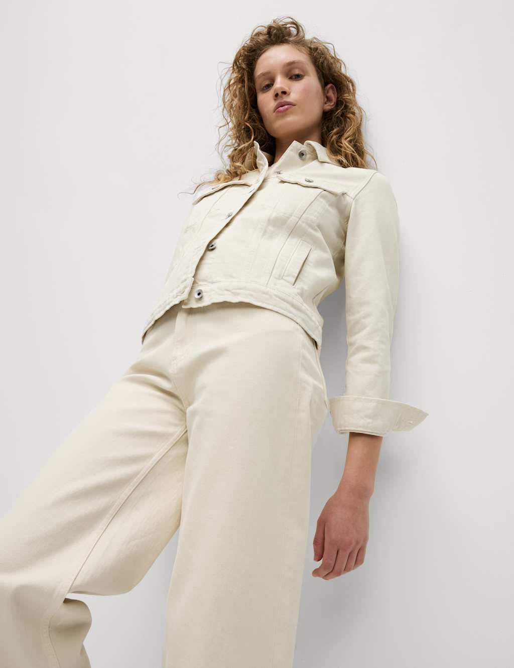 Pure white denim jacket top