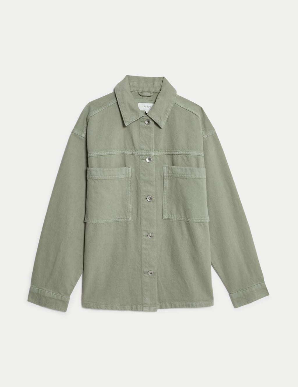 Pure Cotton Denim Relaxed Shacket M S Collection M S
