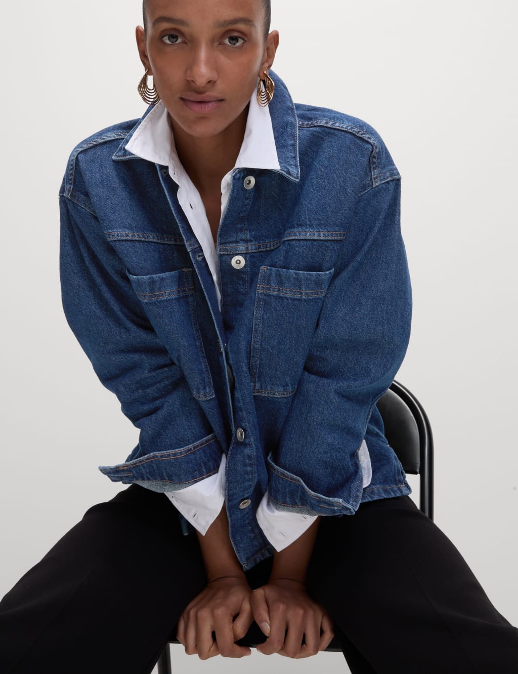 Pure Cotton Denim Relaxed Shacket 1 of 7
