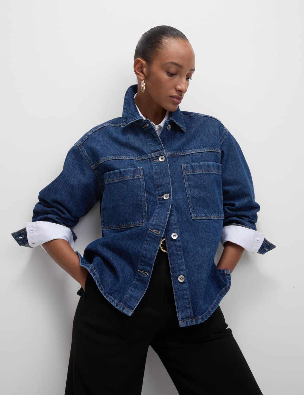 Pure Cotton Denim Relaxed Shacket 3 of 7