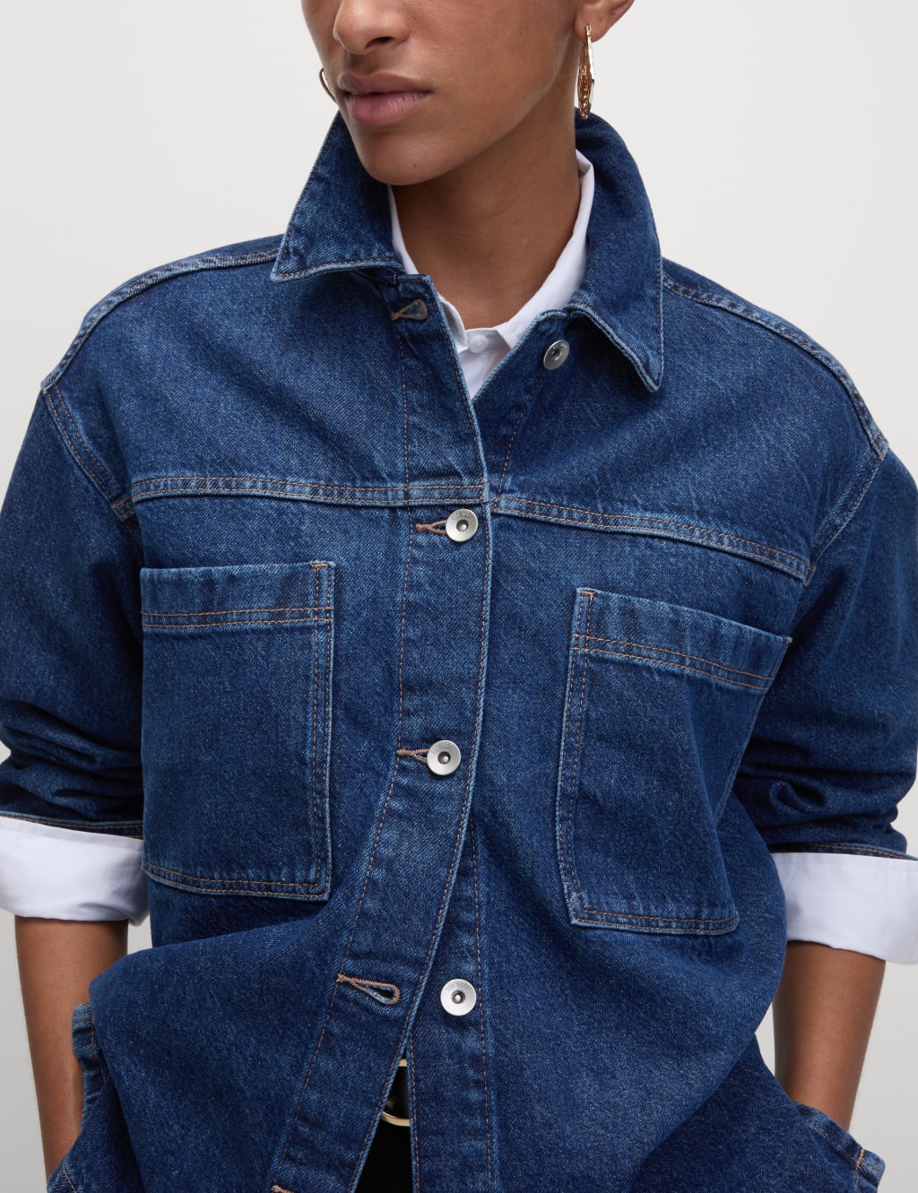 Pure Cotton Denim Relaxed Shacket 5 of 7