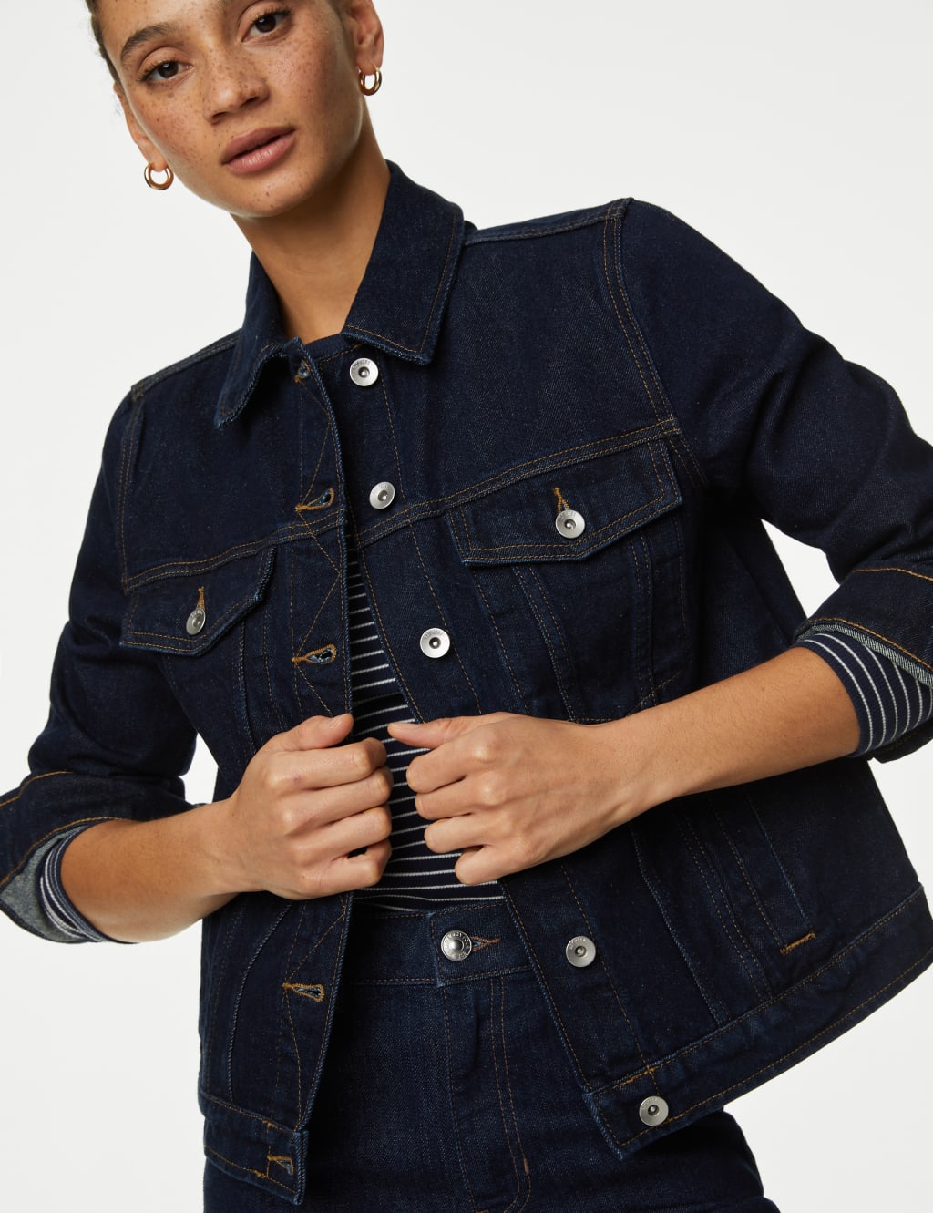 Pure Cotton Denim Jacket M S Collection M S