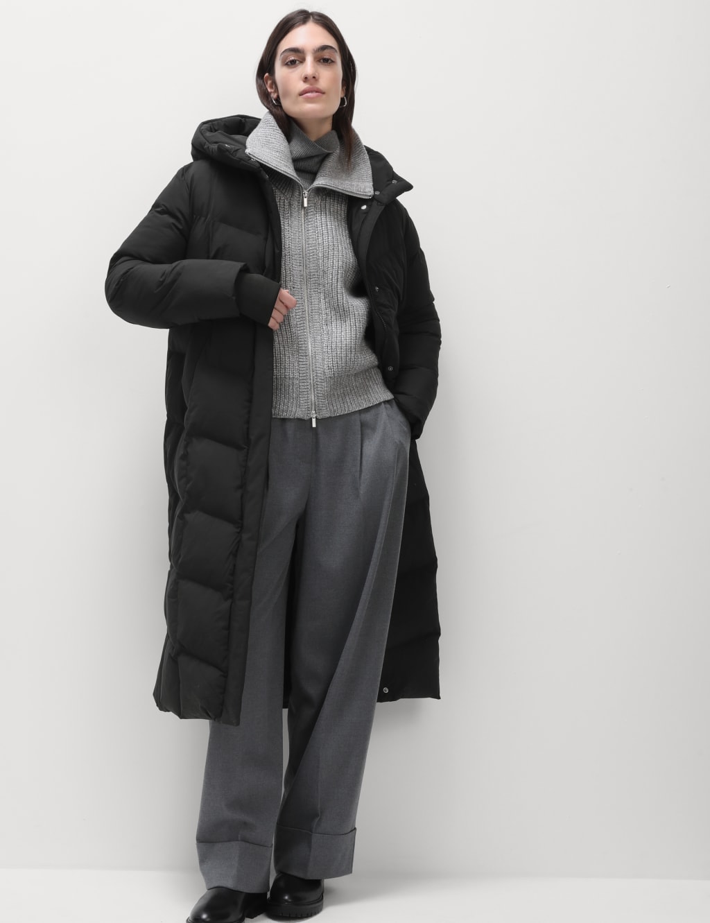 Long black duvet coat shop