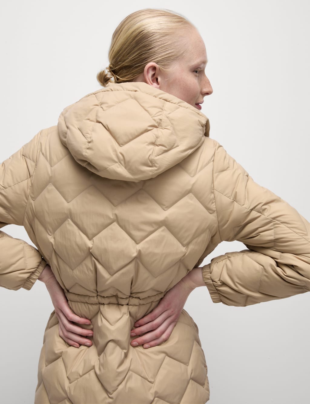 Feather Down Quilted Hooded Puffer Jacket