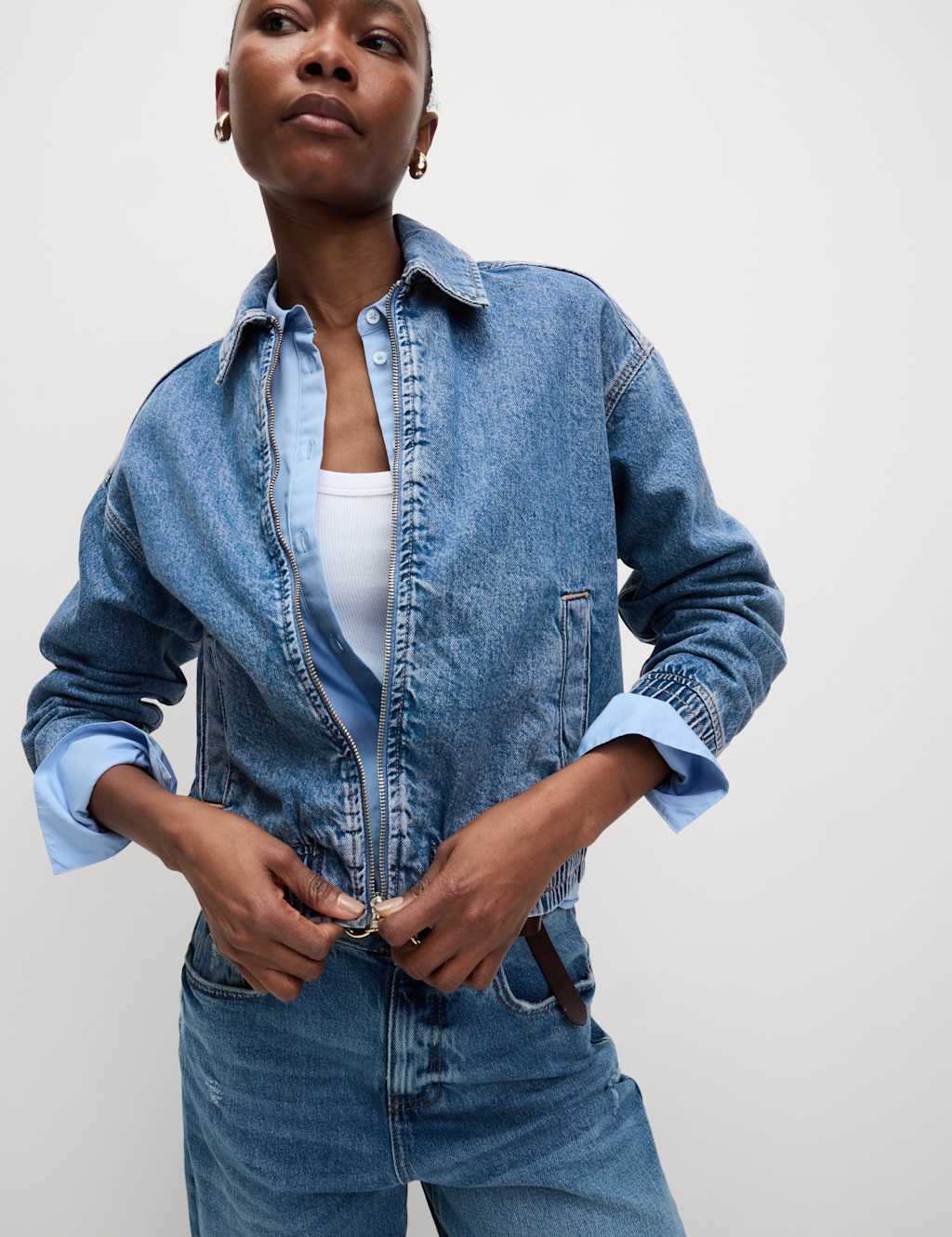 Denim Relaxed Harrington Jacket 5 of 7