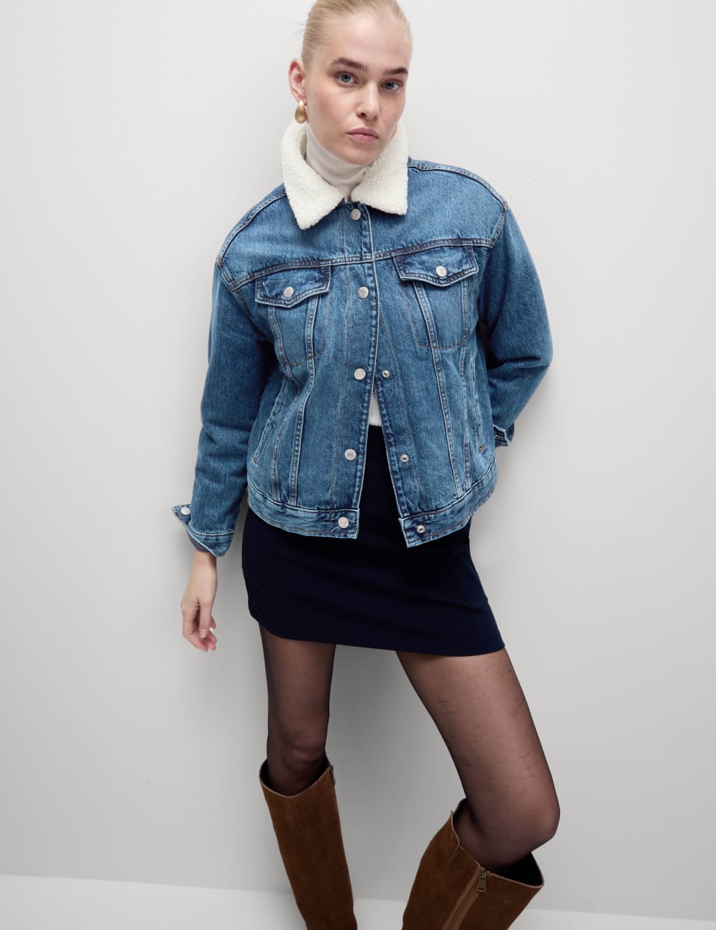 Denim Borg Lined Jacket M S Collection M S
