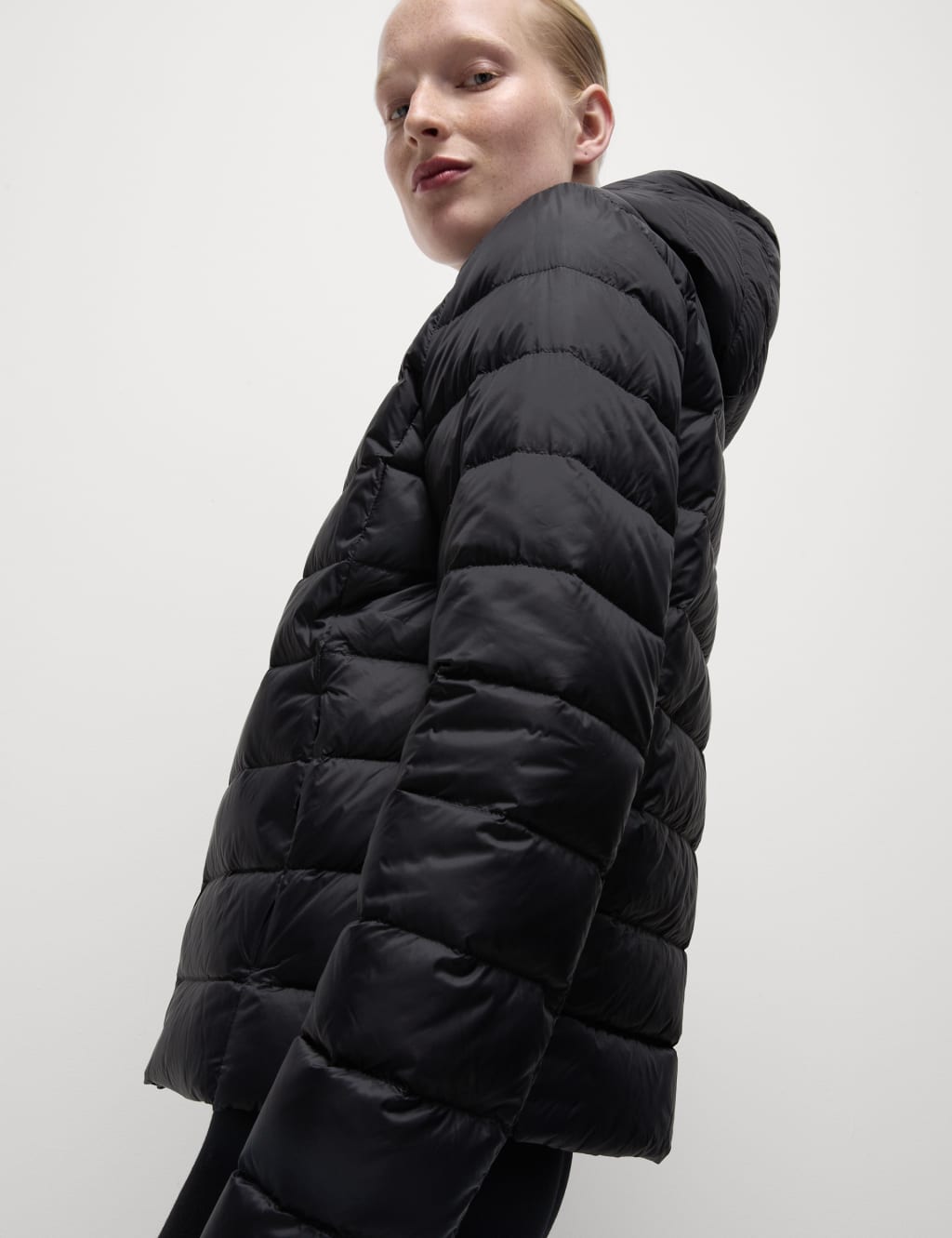 Feather Down Hooded Packaway Relaxed Jacket