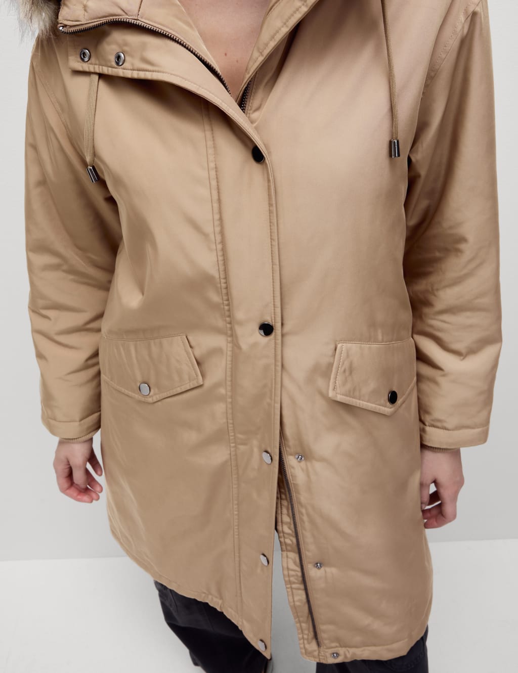 Beige parka coat womens store
