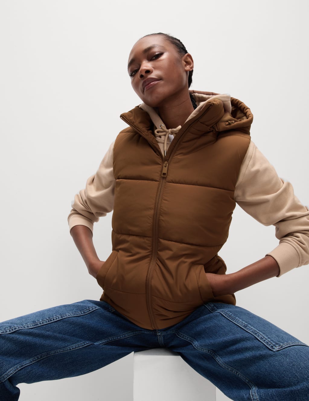 Hooded puffer gilet new arrivals