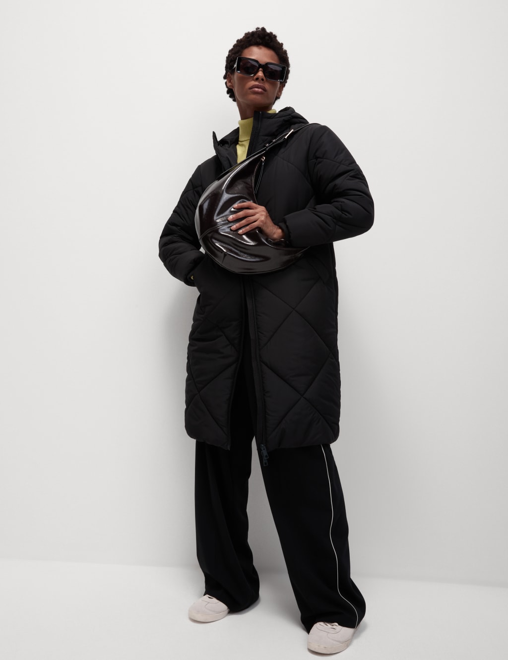 Diamond quilted puffer coat deals